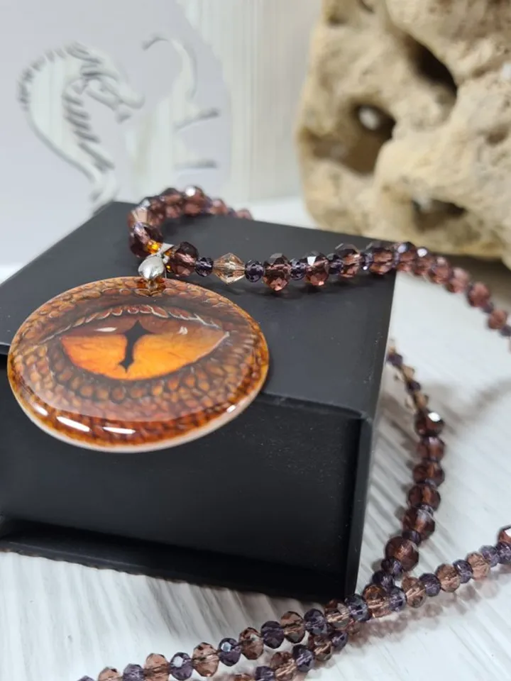 Dragon Eye necklace Pearl pendant Christmas Gift Wrapping Hand painting