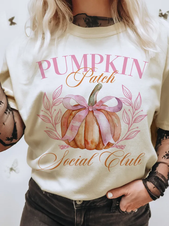 Pumpkin Patch Shirt PNG, Meet Me at the Pumpkin Patch Social Club PNG, Trendy Fall Png, Pumpkin Season PNG, Pumpkin Coquette Pumpkin Shirt