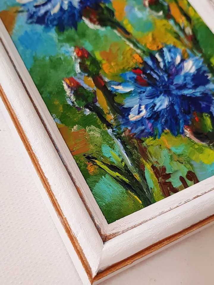 Cornflower flowers oil painting