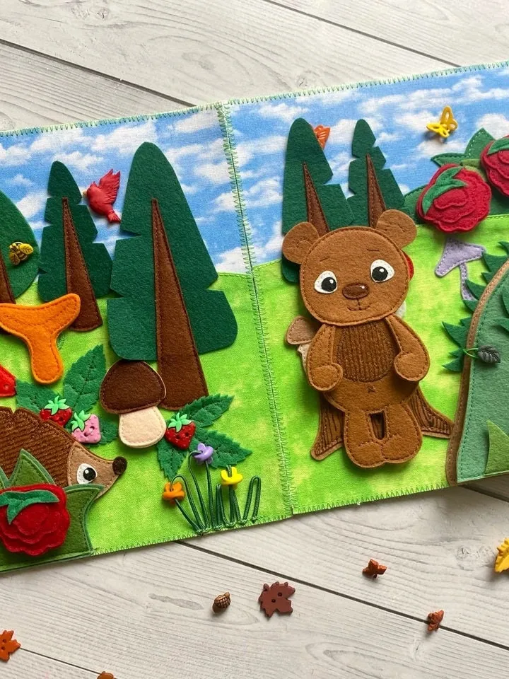 Forest Animals Quiet book Pattern PDF, Felt book pattern, Soft sensory book template, Quiet book sewing ideas for kids 2, 3, 4 year old