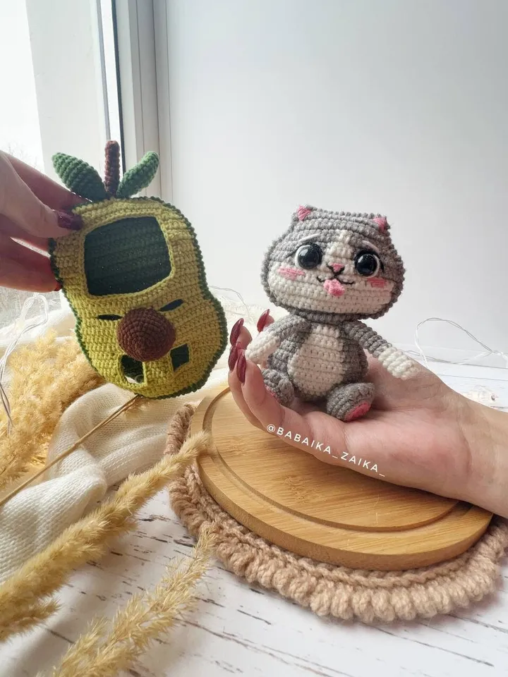 PDF Crochet Pattern Avocado Cat, Amigurumi AvoCato pattern, Cute cat, Animal pattern, Amigurumi animal, Crochet animal, Crochet Avocado