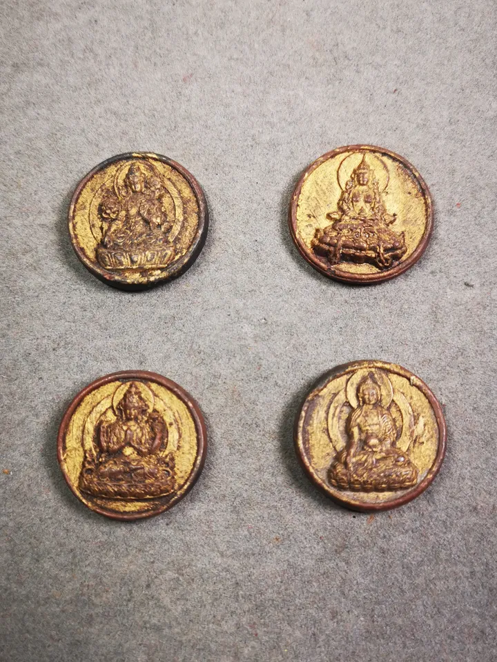 Gandhanra Antique Gau Ghau Shrine, with Old Shakyamuni/Amitayus/Chenrezig/Green Tara Tsa Statue,Tibetan Buddhist Altar Amulet