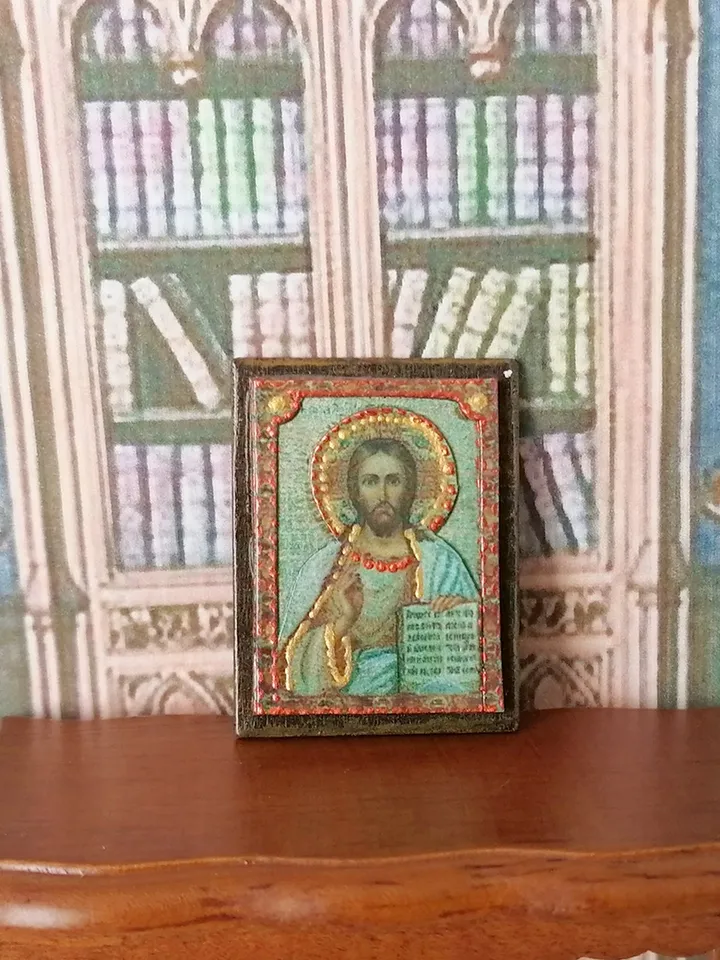 Miniature icon. Christmas.1:12 scale.Dollhouse miniature. Christmas. 1:12.