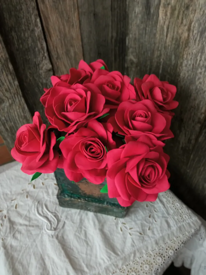 Elegant Red Rose Flower Arrangement in Vintage Box/Gift for her/Birthday present/ Free shipping