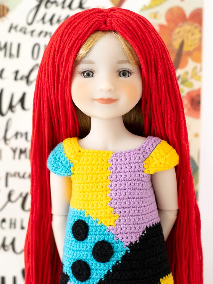 Disney Sally Nightmare Before Christmas Costume for Ruby Red Fashion Friends doll 14.5" for Halloween, set doll clothes