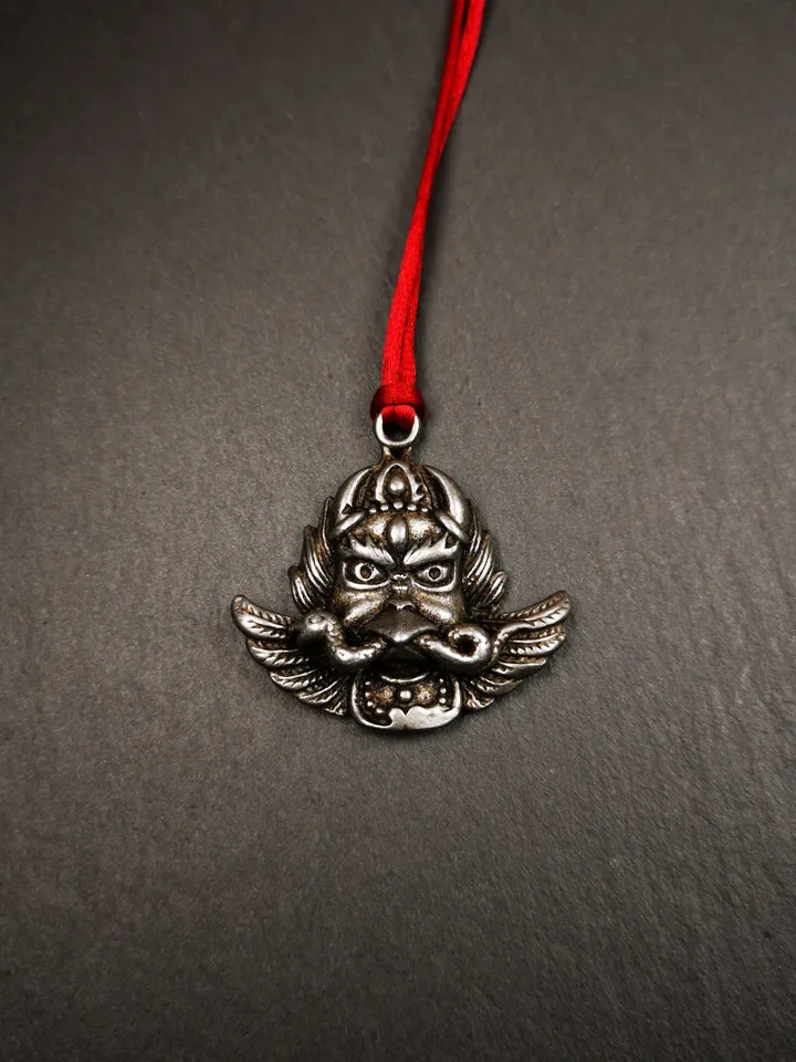 Gandhanra Antique Tibetan Buddhist Amulet Pendant - Garuda - The Golden-Winged Bird, Crafted from Cold Iron