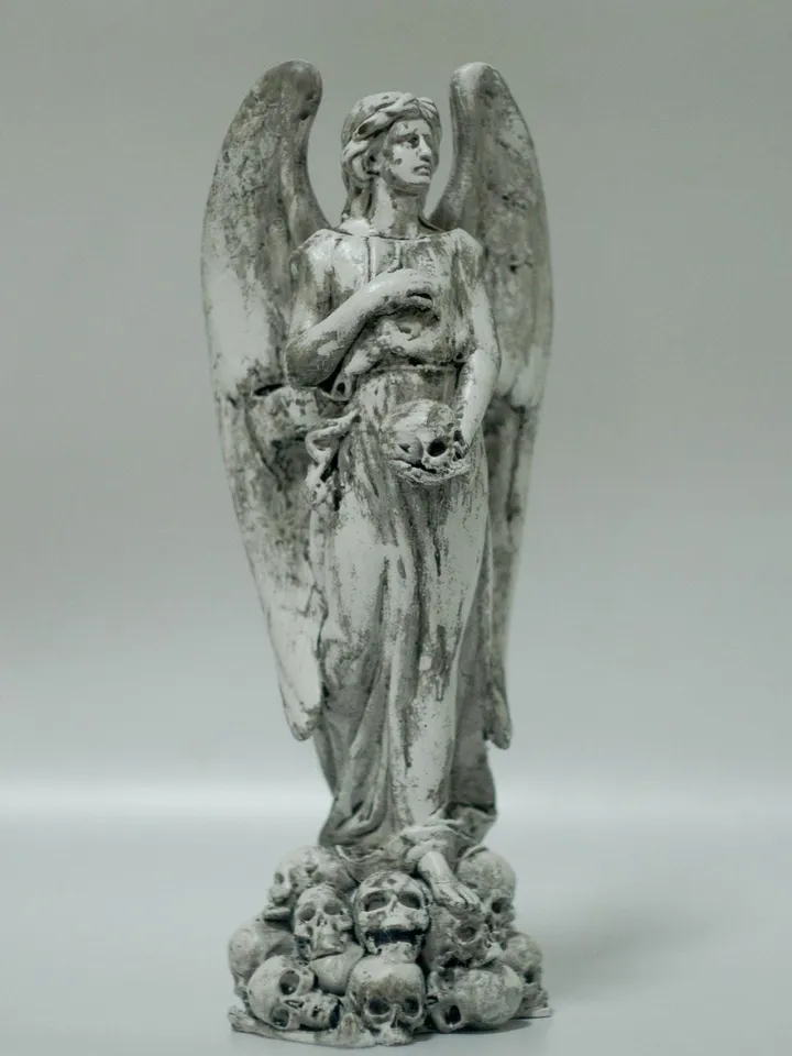 Angel Statue with Skulls and Wings | Angel Statues for Cemetery | Gothic Angel | Scary Statue