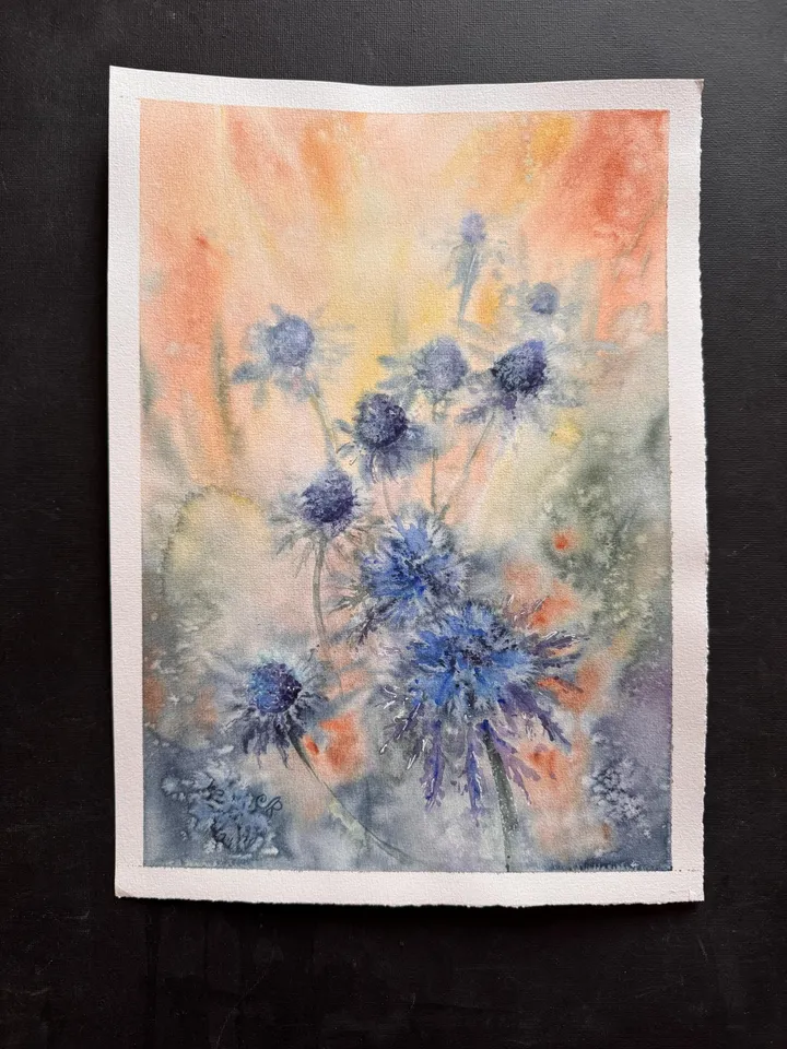 Flowers Original Painting Wildflowers Watercolor Wall Art Floral Artwork