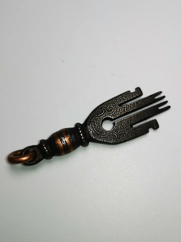 Gandhanra Handmade Tibetan Buddhism Amulet, The Key of Heart Pendant, Made of Cold Iron