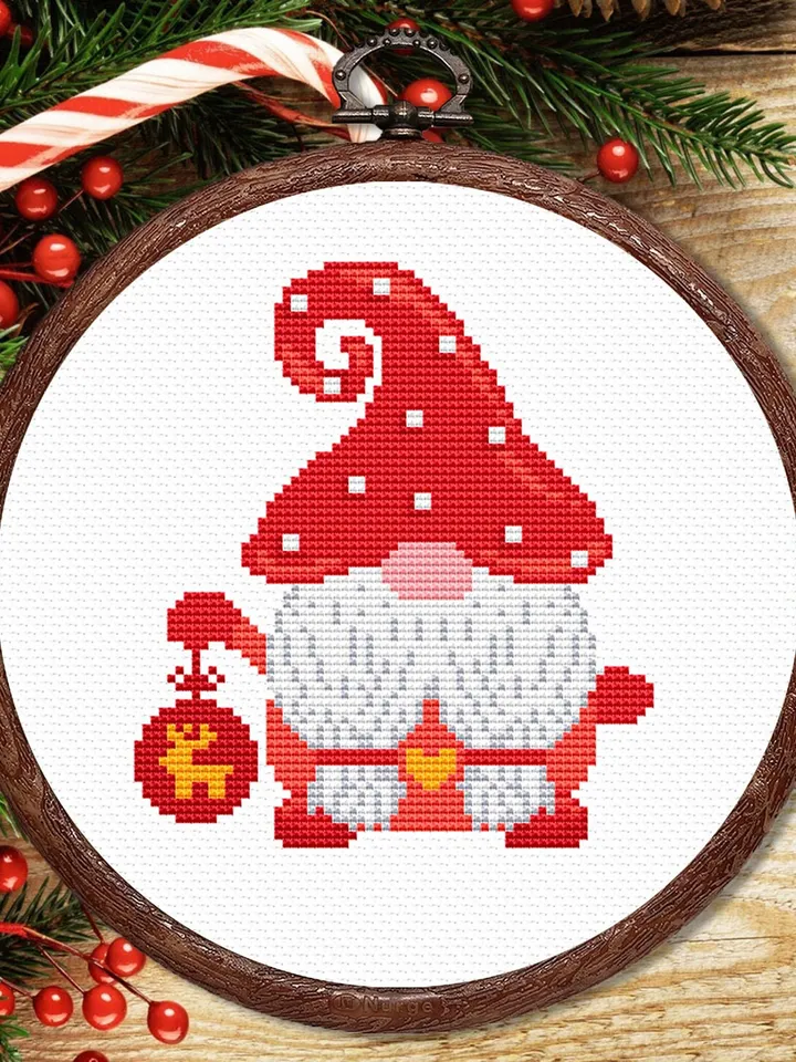 Christmas Gnome Cross Stitch Pattern, Merry Christmas Cross Stitch Pattern, Christmas Decoration, Christmas Pattern #hld025