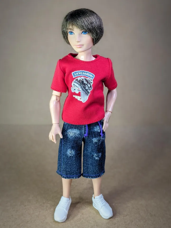 Handmade distressed denim shorts for 11.5 inch fashion male doll