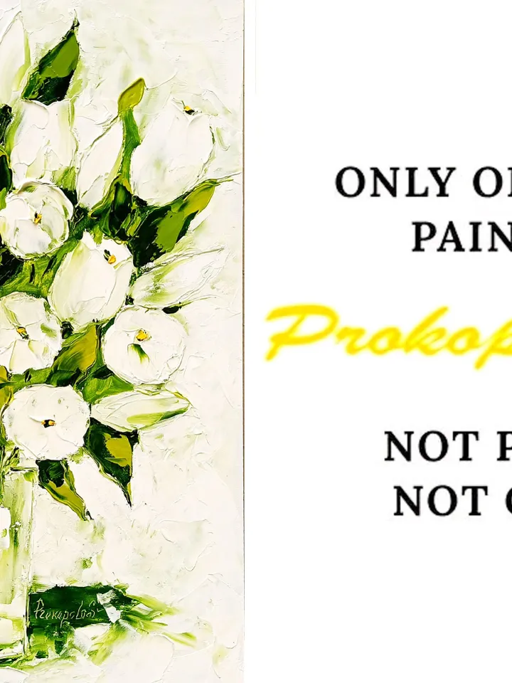 Tulip Painting Floral Original Art Flower oil painting original Impasto Green Flower Painting 16x12 inch