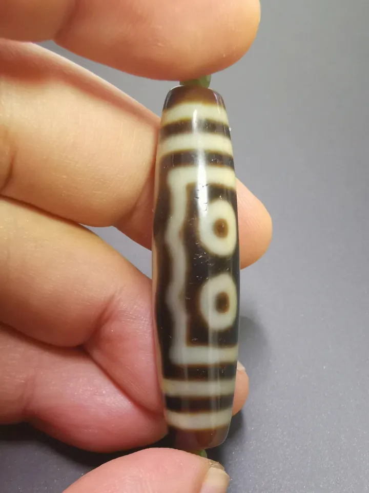 Gandhanra Antique Tibetan Dzi Bead(30 Years Old),Unique 5 Eyed Zee Bead,Protective Amulet Bead,Attract Wealth and Good Luck