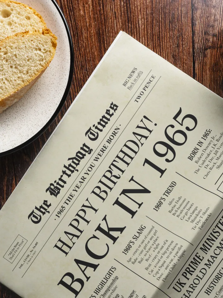 Back in 1965 United Kingdom | 60th Birthday Newspaper Sign | 1965 Birthday Poster UK | 60th Birthday Gift | 60 years ago back in 1965