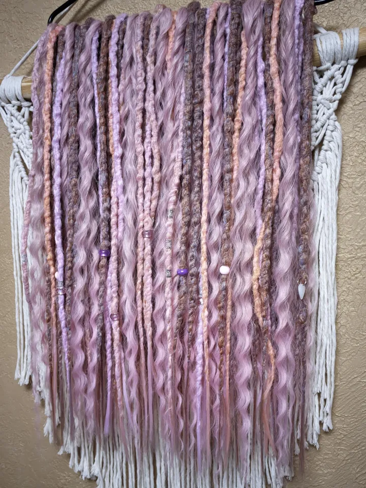 Ready to ship Full set of dreadlock extensions Pastel Double Ended dreads with curls and accessories