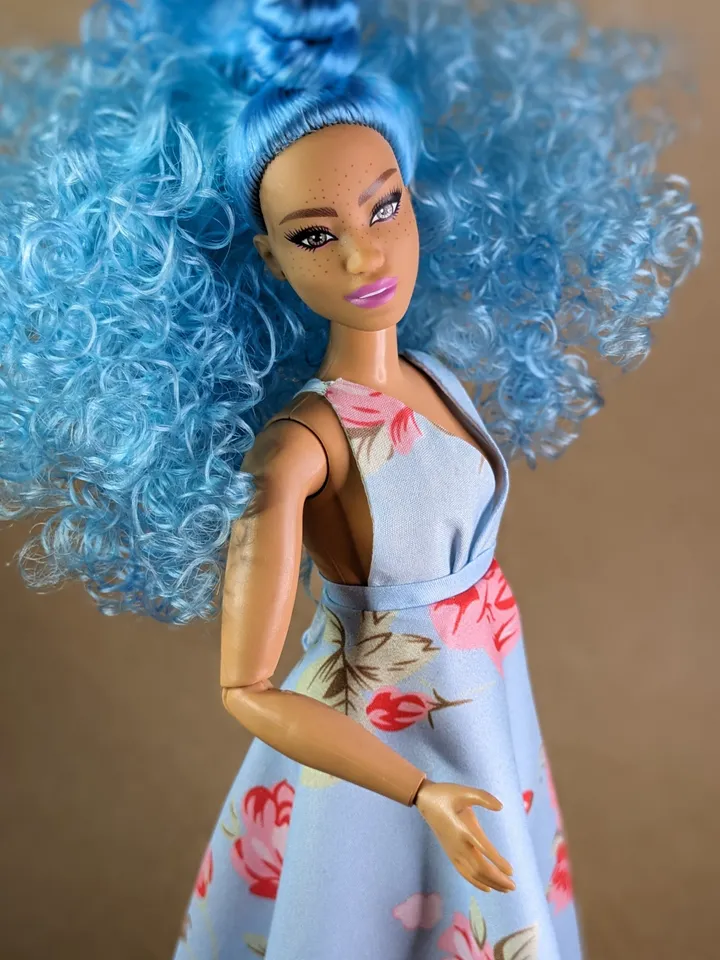 Handmade blue evening maxi dress for 1/6 scale fashion female dolls