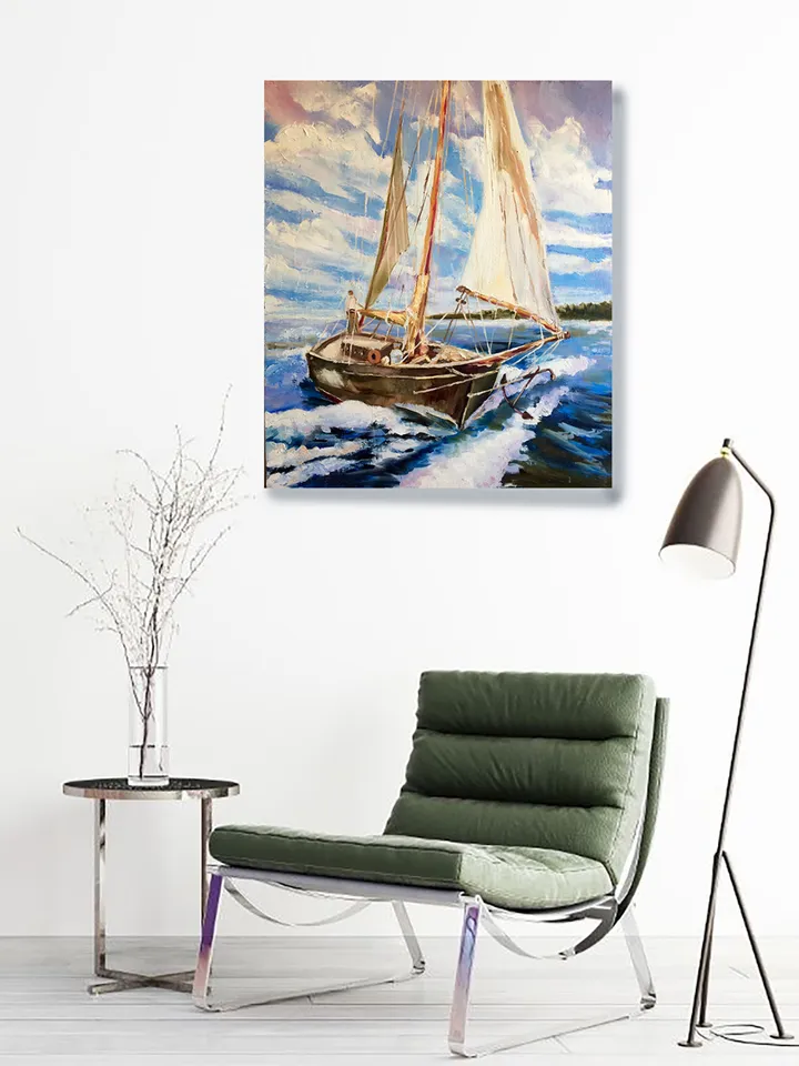 Sailboat painting, Original Seascape oil painting on canvas