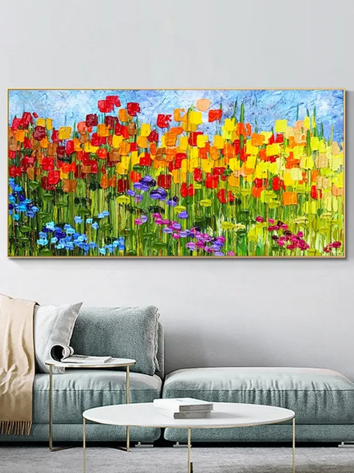 Original Painting On Canvas, Large Wall Art, Boho Wall Décor, Colorful Flower Oil Painting, Home Decor,Modern art,Abstract Art,Bedroom Decor