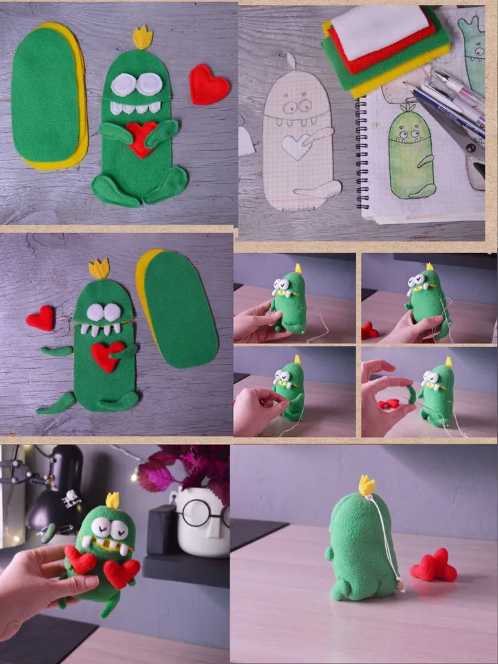 Cucumber Plush PDF Pattern – Fleece Toy with Mouth Pocket