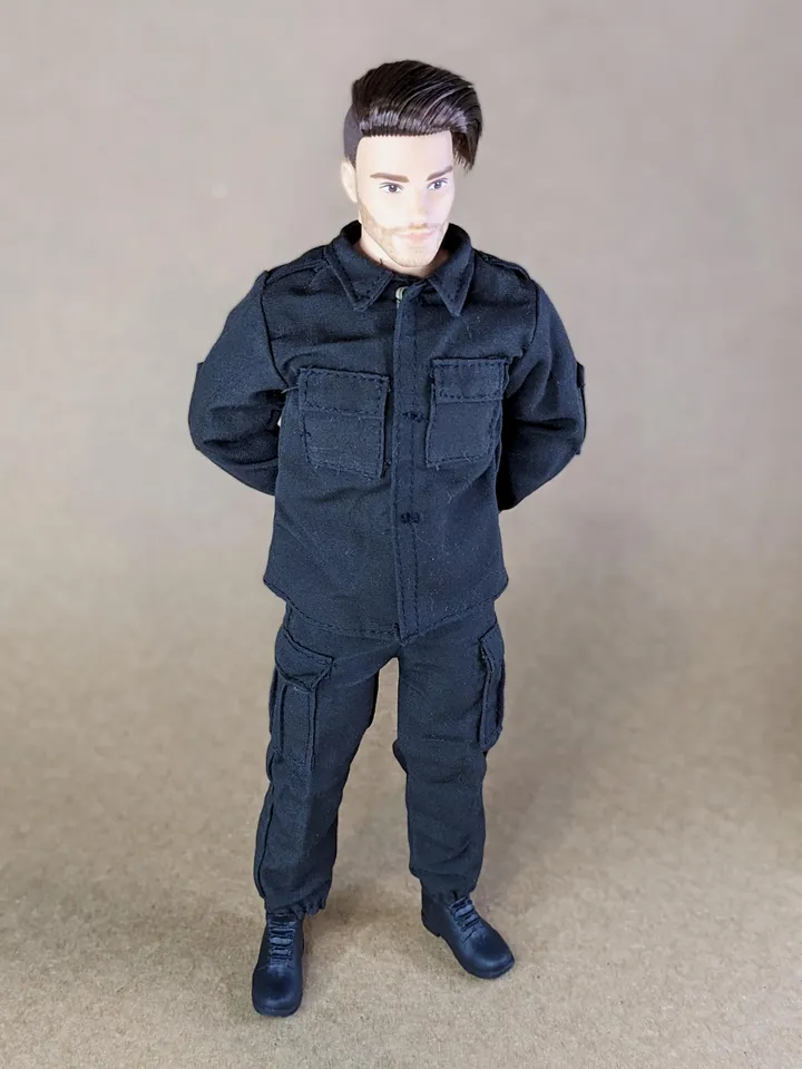 Black military set for 12 inch male dolls