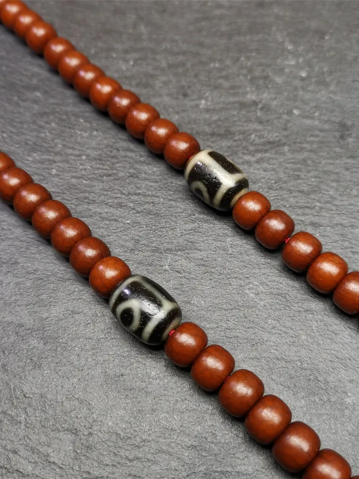 Gandhanra Tibetan Mandala 2 Eyes Dzi Bead Accessories,Dzi Spacer Beads,Marker Beads for Mala Necklace,0.63&quot; × 0.47&quot;