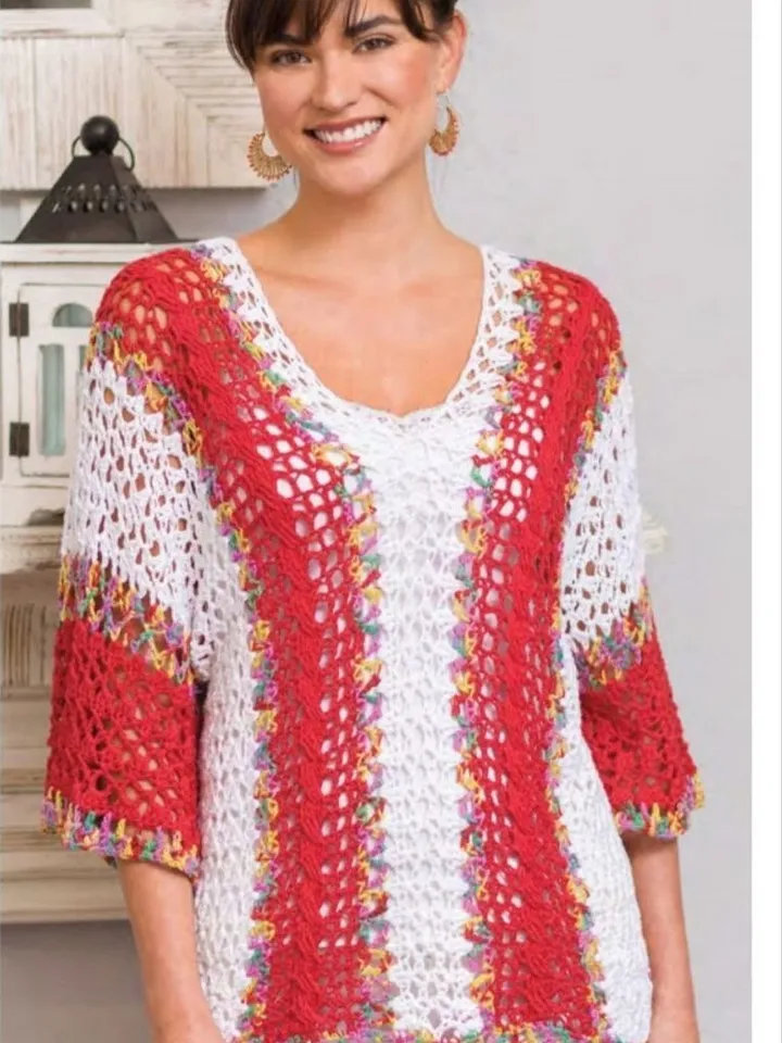 Lace crochet top, tunic crochet pattern, summer crochet women pdf instant download