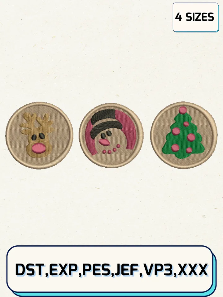 Sugar Cookie Christmas Embroidery Design,Christmas Embroidery Designs,Machine Embroidery Files,Sugar Cookie Embroidery Design,4 Sizes
