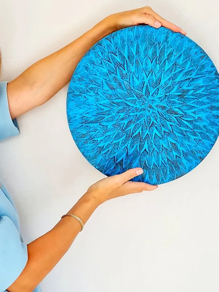 Unique textural wall decor Handmade living room wall art Round decor for bedroom