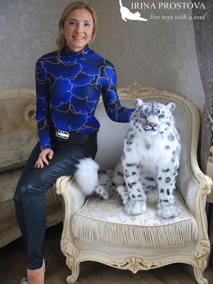 Snow leopard Irbis plush animals. Ooak toy. Snow leopard stuffed toy