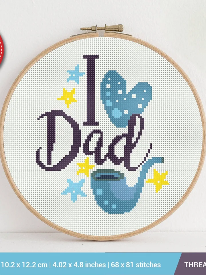 I love dad Cross stitch pattern | Embroidery Pattern | Instant Download | Embroidery Designs