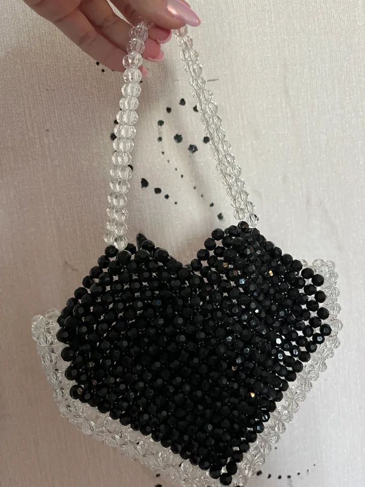 Handbag - heart made of beads