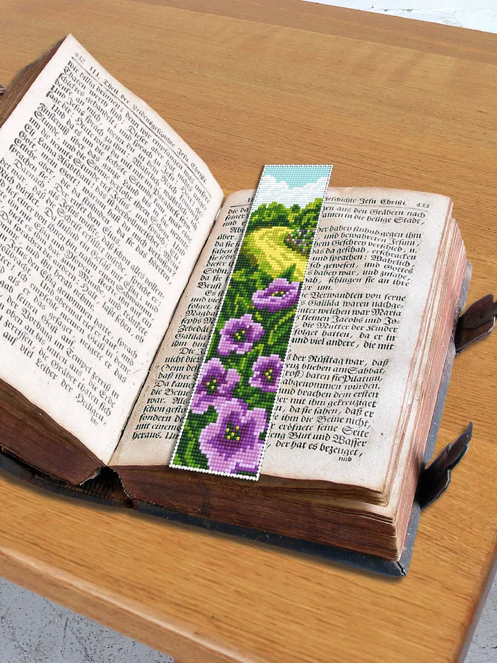 Flower bookmark cross stitch pattern download PDF Modern handmade bookmark digital PDF Nature landscape cross stitch Nature lover gift #B66