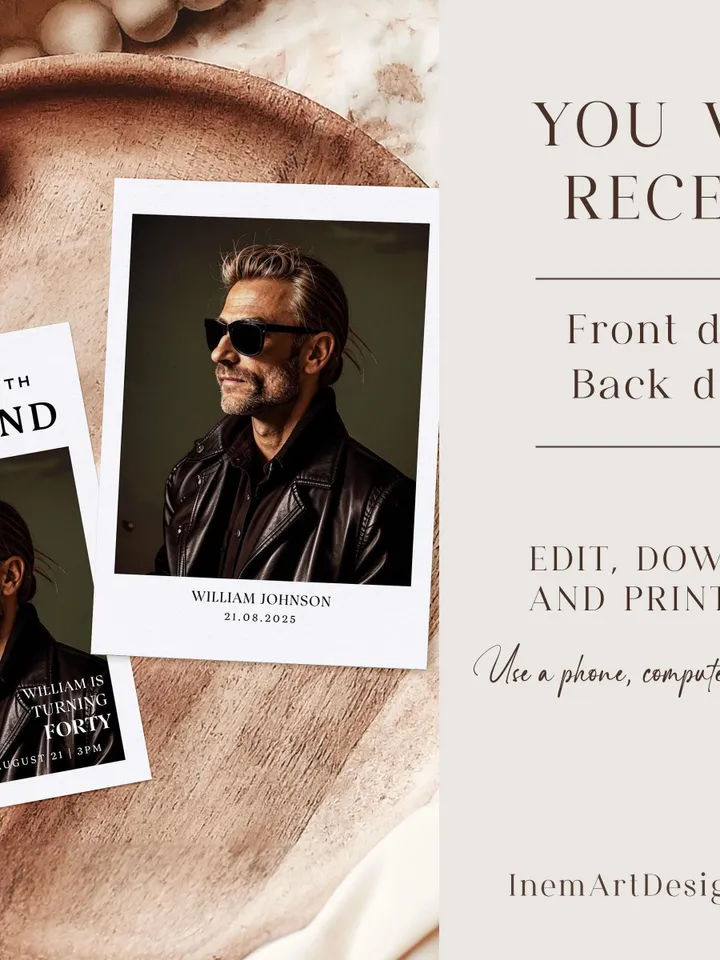The Man The Myth The Legend 40th Birthday Invitation, FORTY, Editable Printable, 40th Party Text Invite, Instant Download, Canva Template