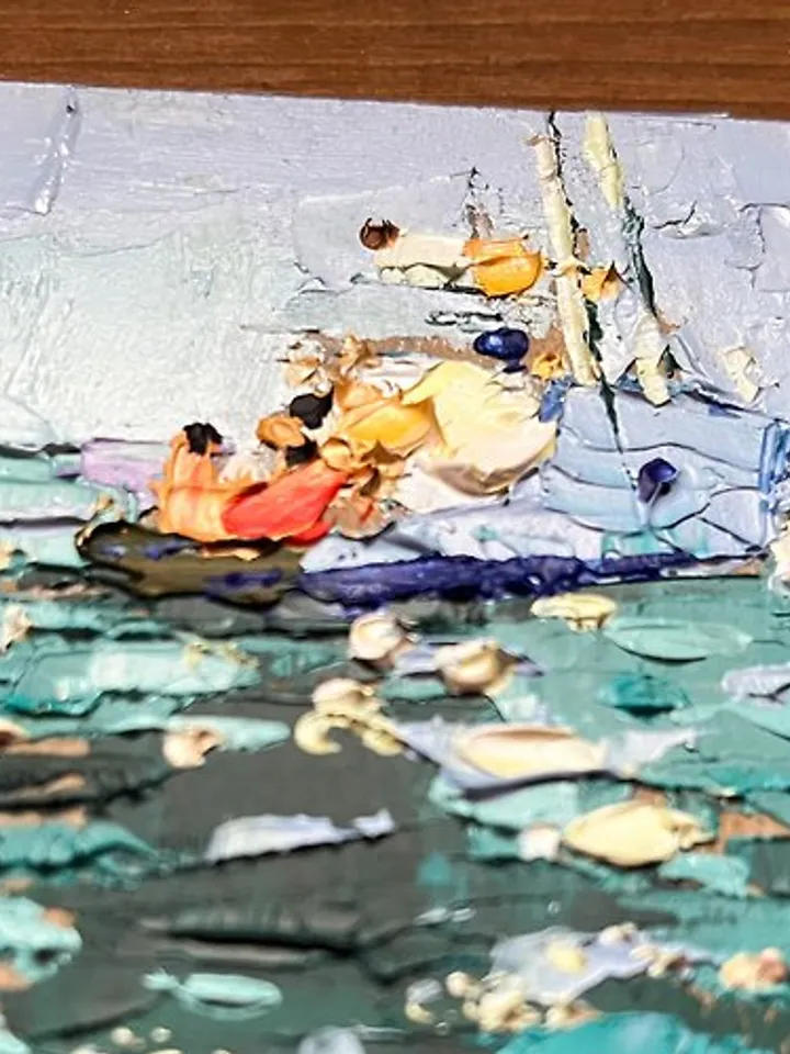 California Painting Boat Artwork Impasto Oil Paintings