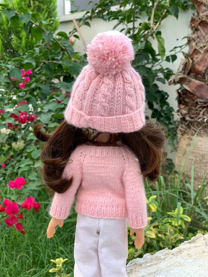 PDF Knitting Pattern Tutorial Cardigan & Hat for Paola Reina doll (12"/32 cm) eng