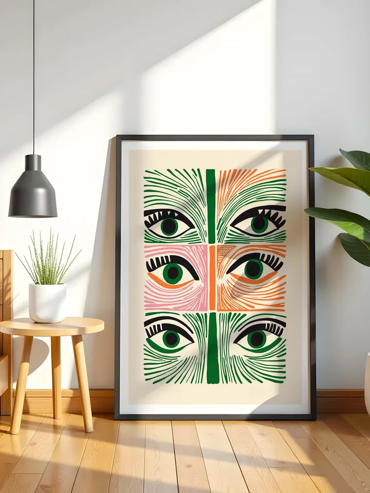 Abstract Eye Wall Art, Colorful Modern Eye Prints, Minimalist Digital Eye Poster, Vibrant Home Office Decor, Instant Download, Crazy eyes