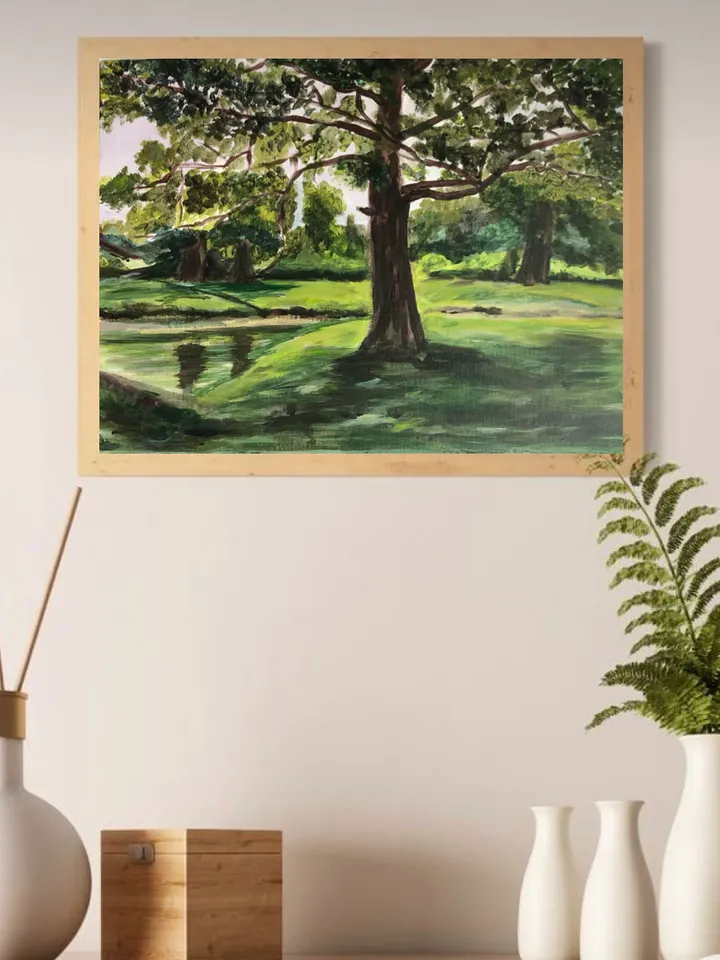 Old oak wall art modern artwork landscape 12 by 16 inches original acrylic painting hand painted
