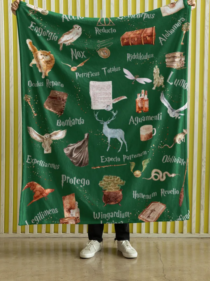 Wizarding World Baby Blanket; Magic School Baby Minky Blanket Owl Key Magic World Custom Wizard Blanket Gift for Baby Minky Blanket WBB12