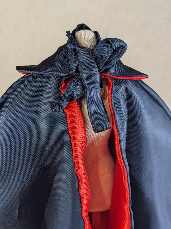 Handmade two-sided black & red Halloween Vampire cape for 12 inches fashion dolls