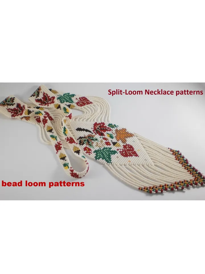 Bead loom patterns, schemes for a Gerdan-Split-Loom Necklace, Beading Loom only Pattern, Instant Download, PDF