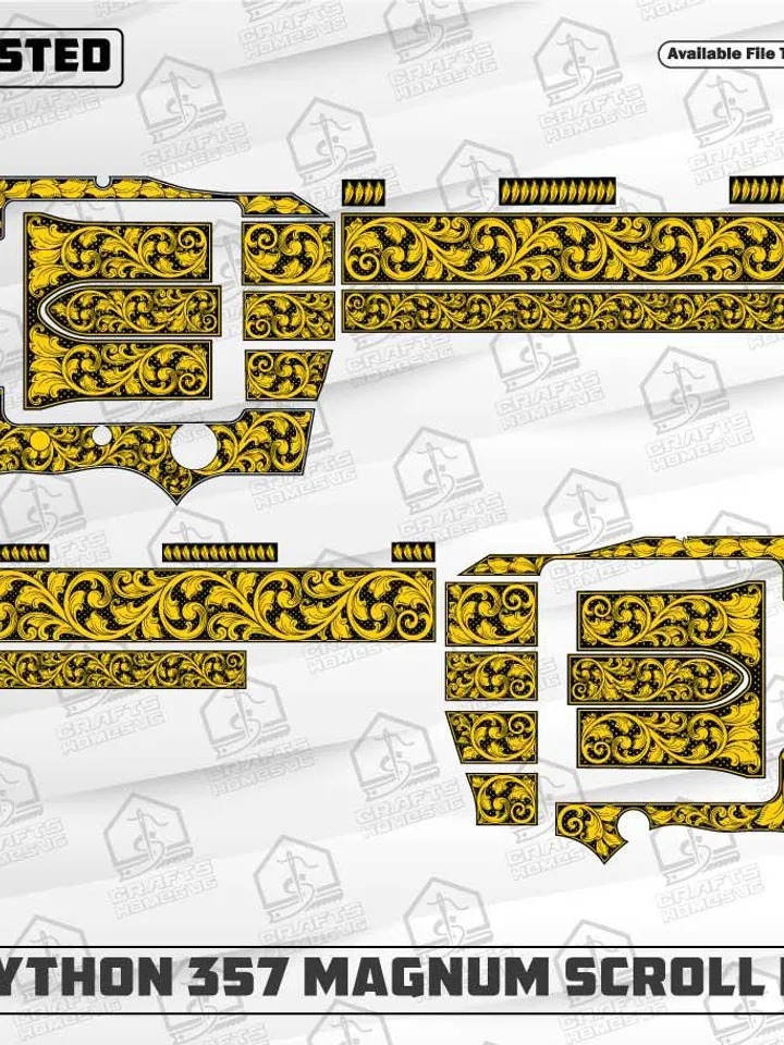 Colt Python 357 Magnum Scroll Design SVG | Laser Cut File | Engraving Files