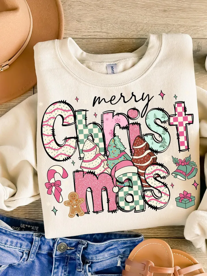 Merry Christmas png, christmas tree png, pink christmas png, retro christmas png, Christmas vibes png, merry christmas y'all png, merry png
