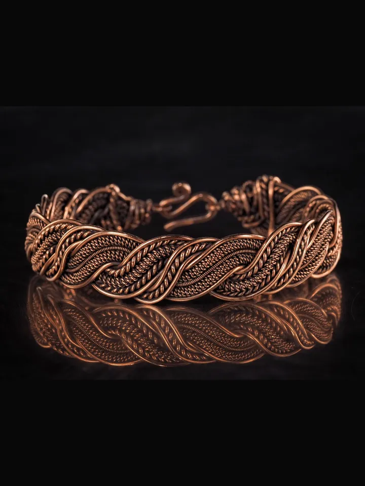 Woven copper wire bracelet Antique style handcrafted copper jewelry Unique gift