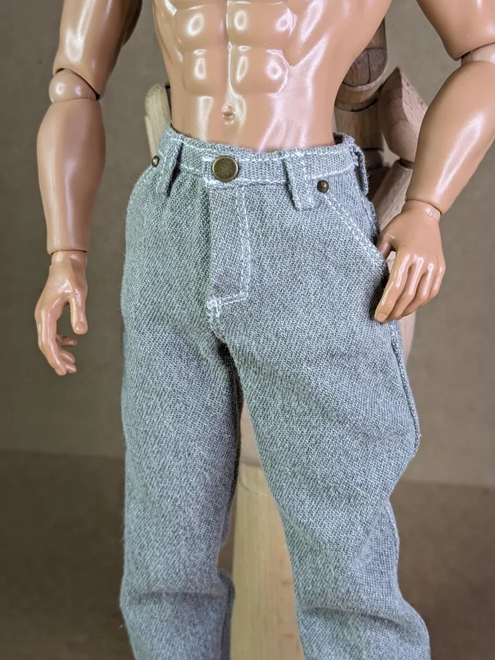 Realistic handmade khaki jeans for 13 inch fashion male doll (Adonis doll)