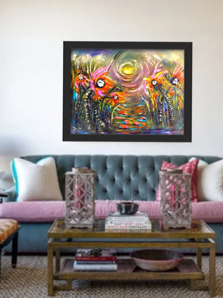 Flowers oil painting,fantasy bright flowers,abstract flowers impasto painting,hand made oil painting,home decoration.