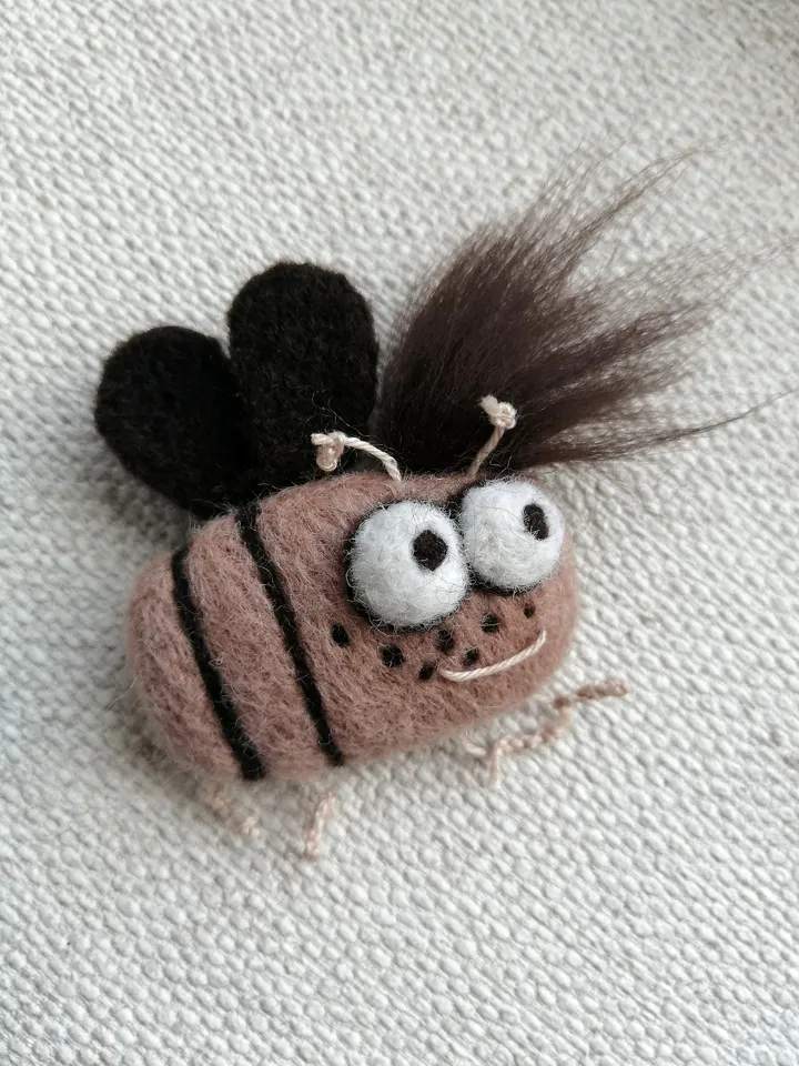 Coffee women's brooch Bee Original decoration for girls in gift packaging