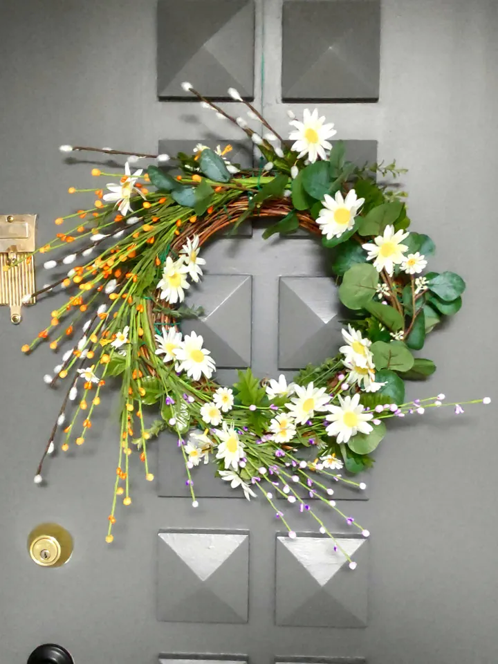 Spring Wreaths for Front Door - 24-Inch Artificial for Outdoor and Indoor Decor, Farmhouse Style, Weatherproof, Suitable for Porch, Living Room, and Window - Spring/Summer, Easter, and Every Season!