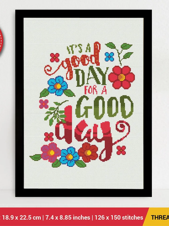 Good Day Quote Cross stitch pattern | Embroidery Pattern | Instant Download | Embroidery Designs