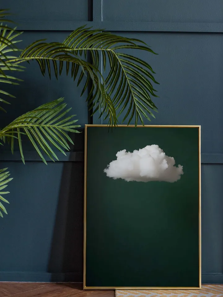 Emerald Green Cloud Wall Art Print, Bedroom Wall Decor Over the Bed Art, Above Bed Decor, Bedroom Decor, Abstract, Minimalist, Dark Green