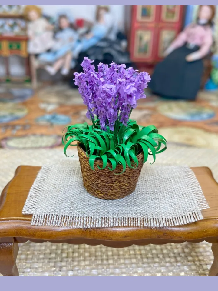 Lavender in a flowerpot. Doll miniature. 1:12. Handmade.